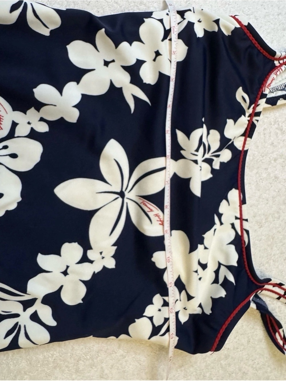 Vintage 90s Tommy Hilfiger Hibiscus 1 Piece Swimsuit Sz 12 Navy Floral High Cut - Picture 5 of 9